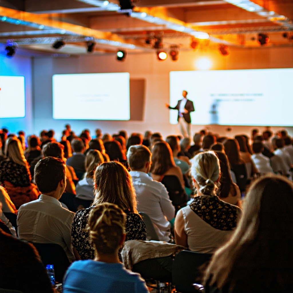 Energizing conference with audience and speaker